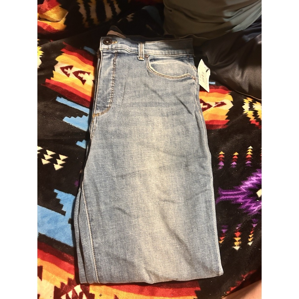 Edyson Women's Jeans Size 31 High Rise Slim Kick Flare Distressed Raw Hem Blue